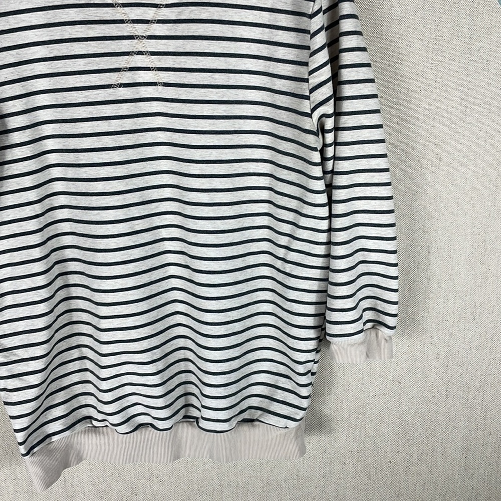 Doe and Rae > Crew Neck Striped Quarter Sleeve Sweatshirt Small - Picture 4 of 7